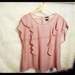Torrid sheer pink blouse with ruffles— size 00